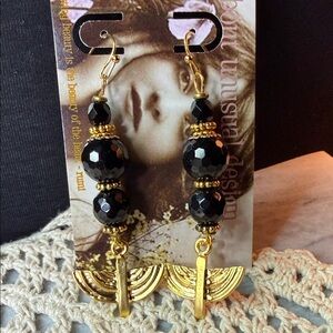 Egyptian tribal symbol & black agate  Earrings